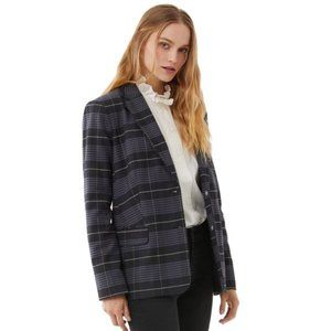 Free Assembly Long Sleeve Relaxed Fit Plaid Blazer
